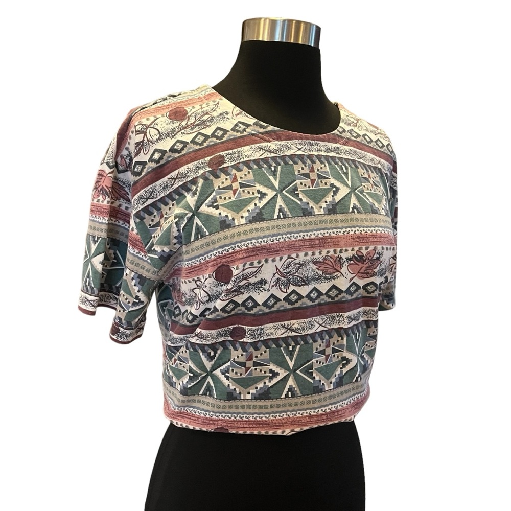 Vintage southwestern abstract print crewneck T-shirt S - Picture 3 of 11